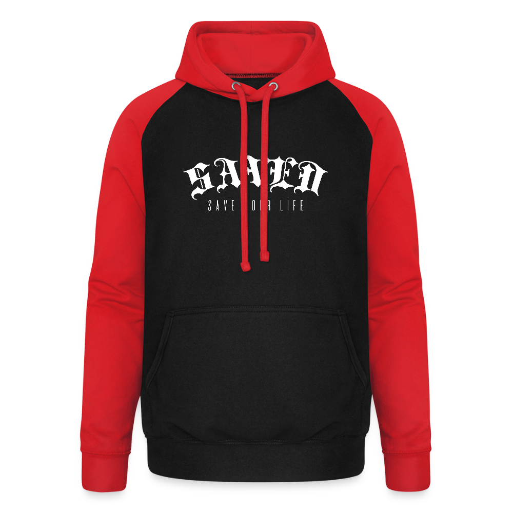 Unisex Baseball Hoodie - black/red