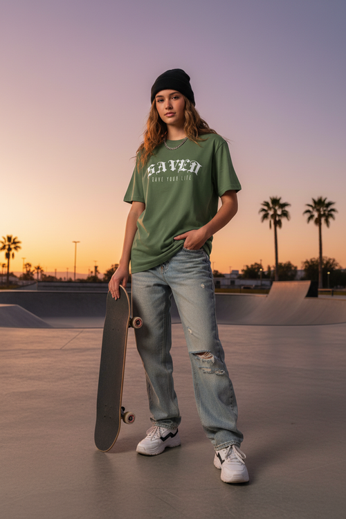 Adolescente - verde skatepark sunset