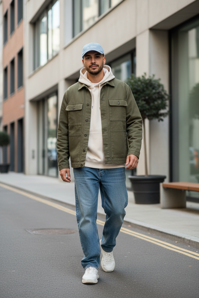 Hombre joven con gorra azul claro by Saved en la ciudad