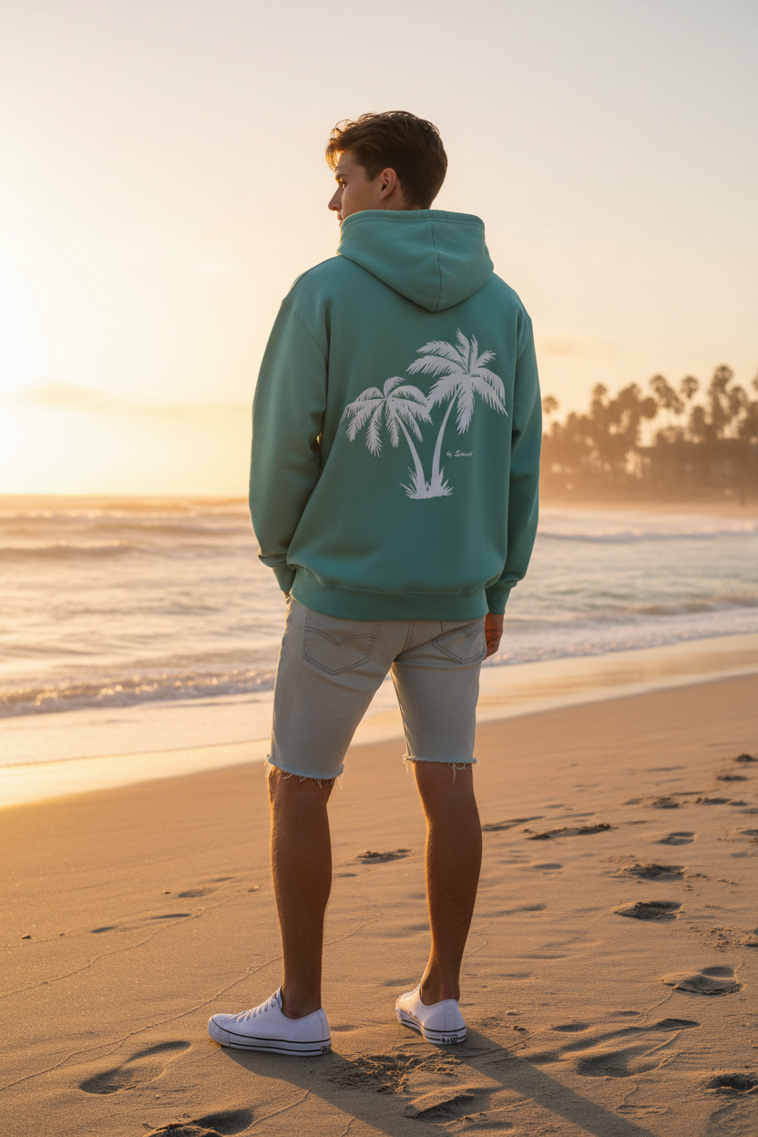 Hombre - Palmeras espalda playa