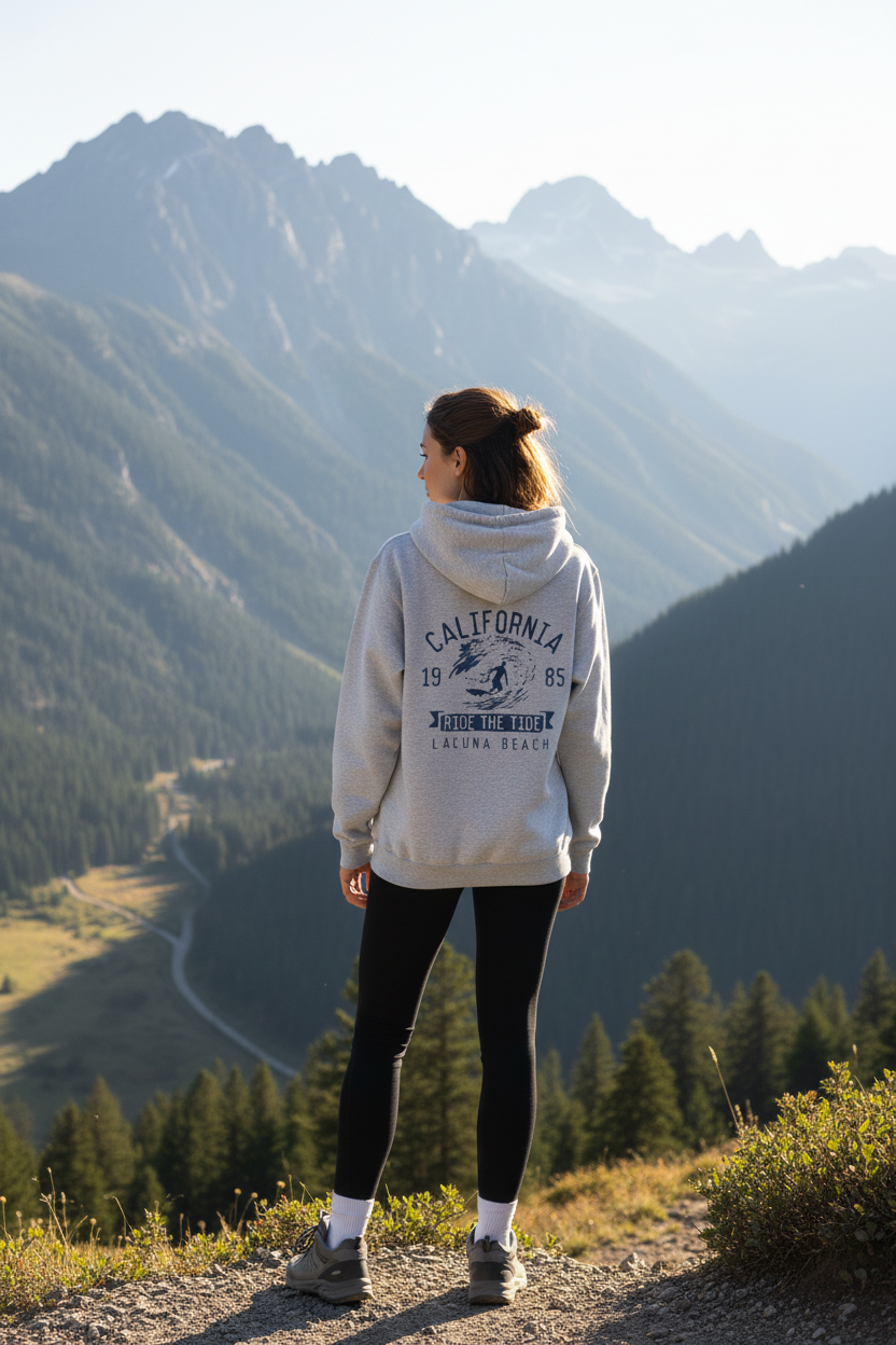Modelo femenino montaña - Vista trasera
