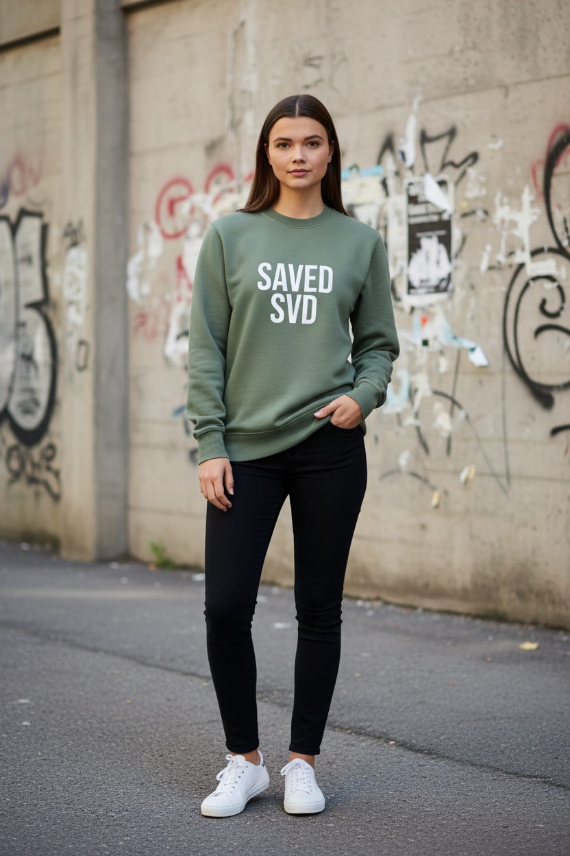 Modelo femenino sudadera verde - 1