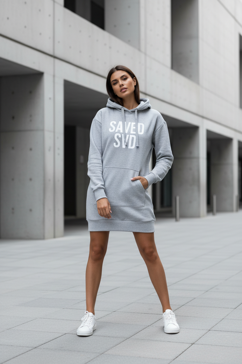 Modelo femenino vestido gris - 1