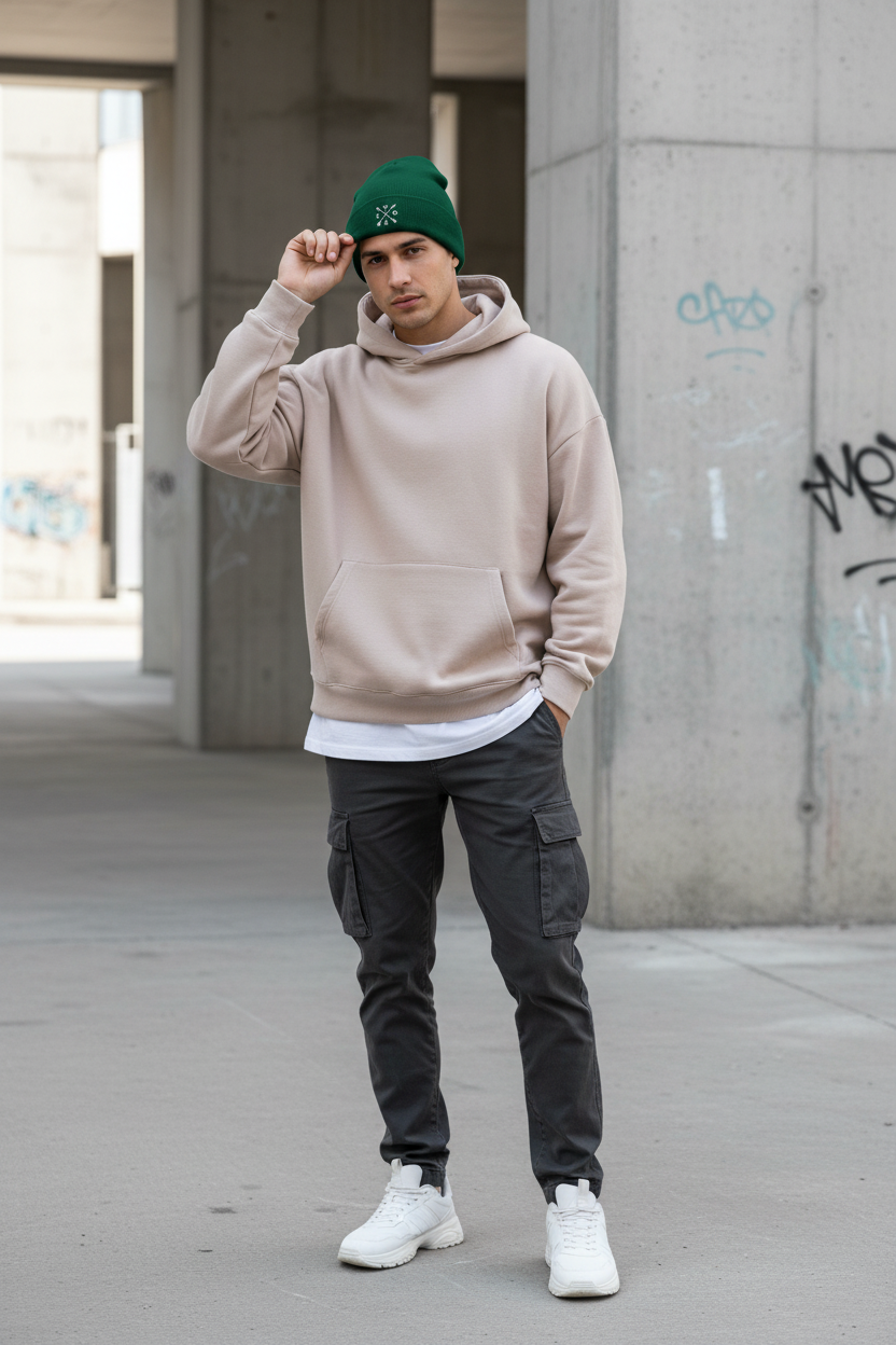 Modelo masculino gorro verde