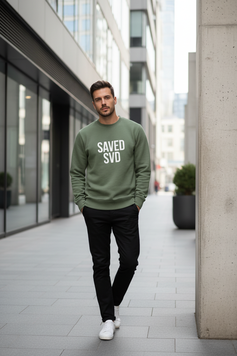 Modelo masculino sudadera verde - 1