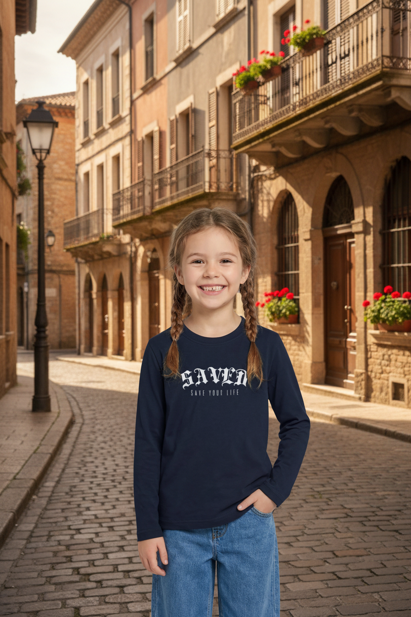 Niña SAVED barrio europeo