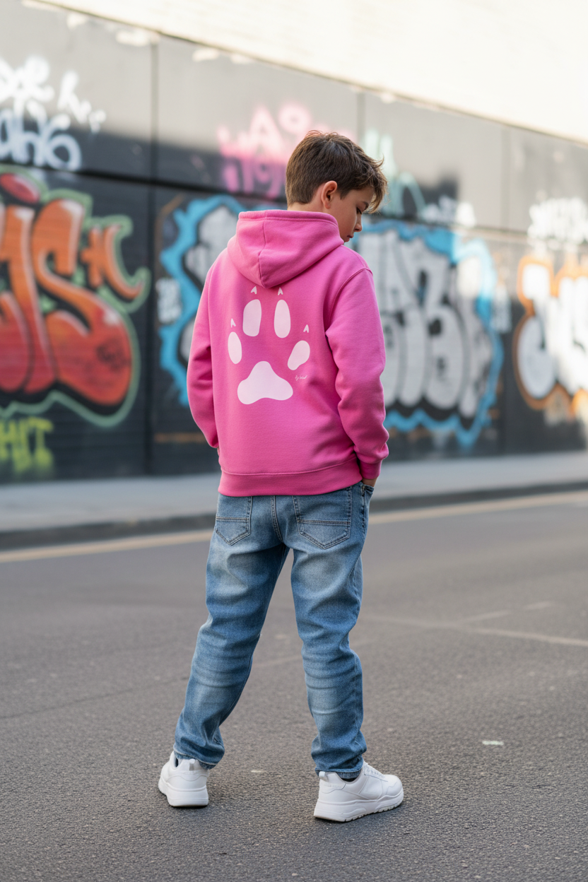 Niño 10 años sudadera rosa huella espalda - urbano
