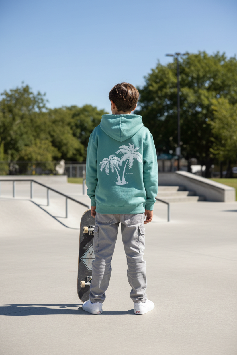 Niño con sudadera - skatepark