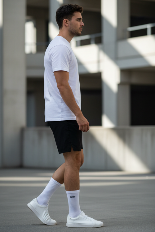 SAVED calcetines lateral logo exterior un pie