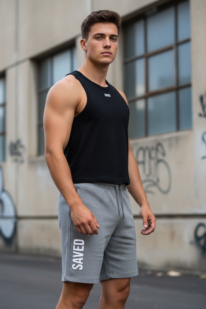 SAVED masculino negro gris estático