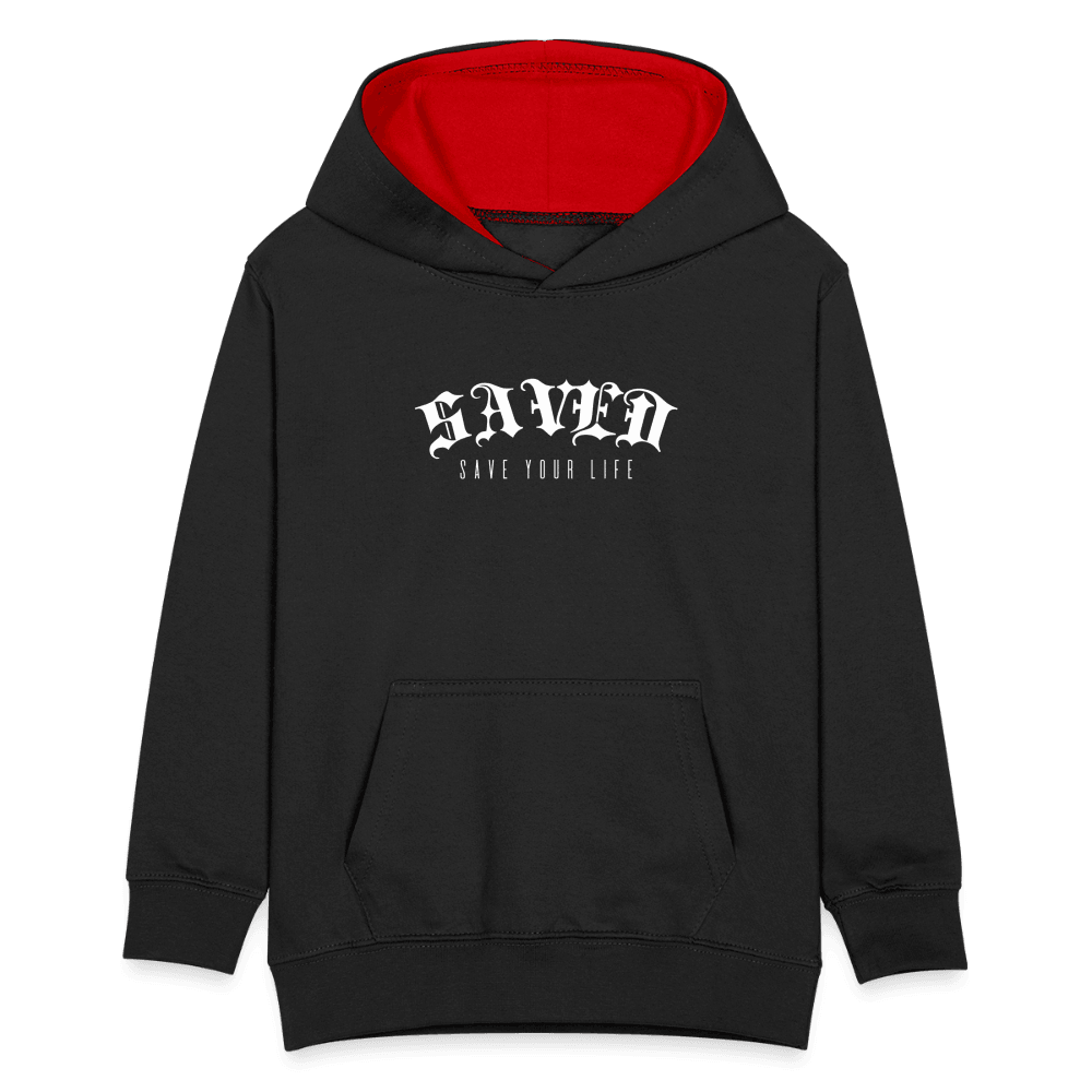 Kids’ Contrast Hoodie 01 - black/red