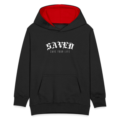 Kids’ Contrast Hoodie 01 - black/red