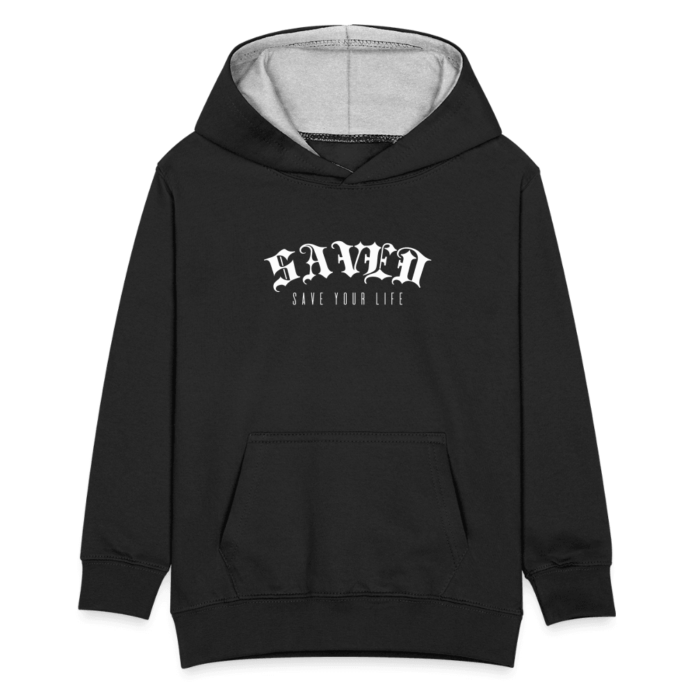 Kids’ Contrast Hoodie 01 - black/heather grey