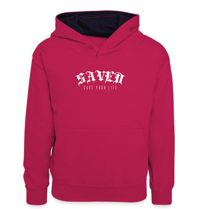 Kids’ Contrast Hoodie 01 - pink/navy