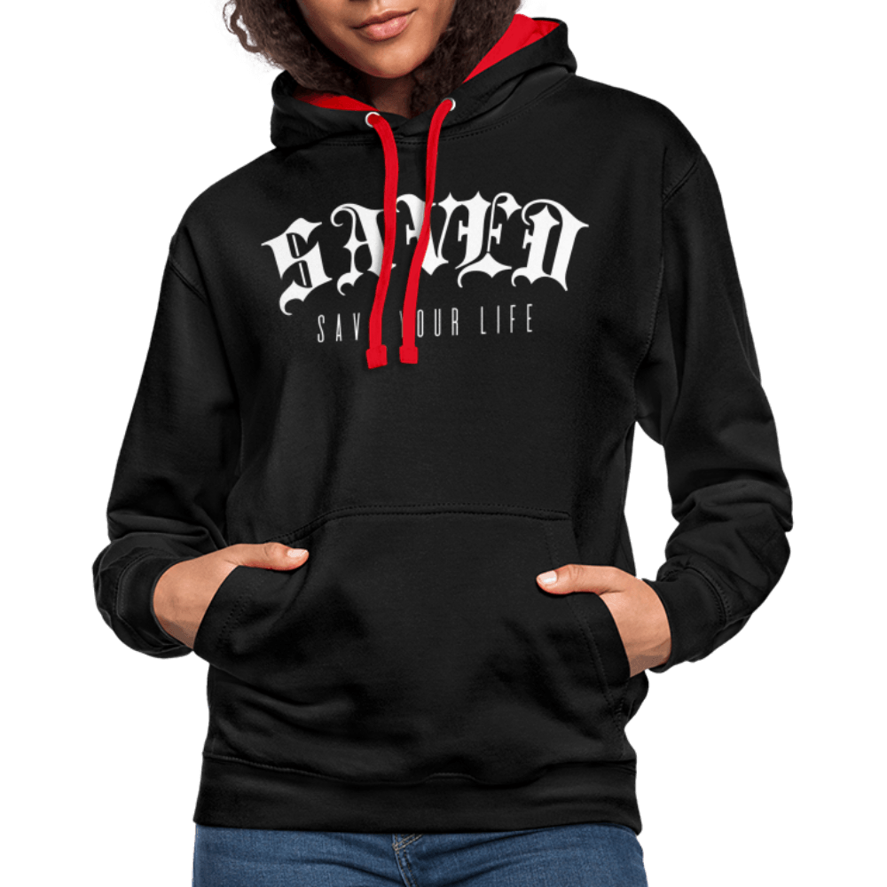 Contrast Colour Hoodie 01 - black/red