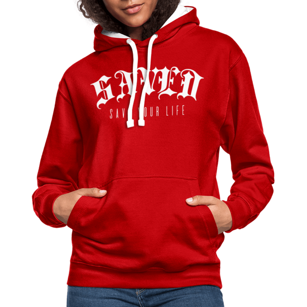 Contrast Colour Hoodie 01 - red/white