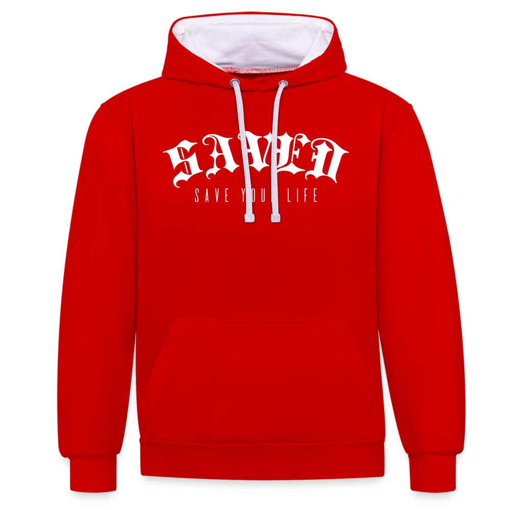 Contrast Colour Hoodie 01 - red/white