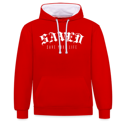 Contrast Colour Hoodie 01 - red/white