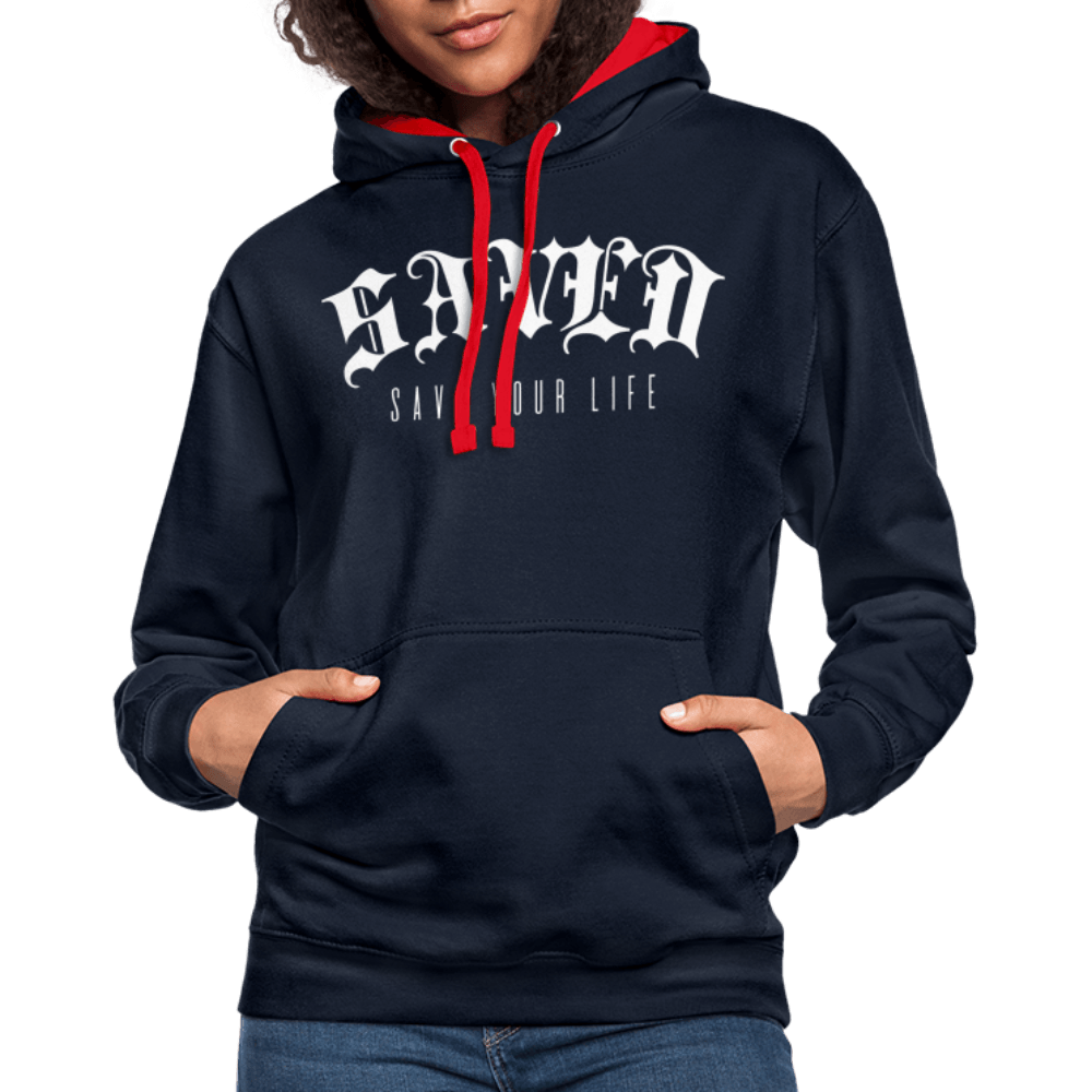 Contrast Colour Hoodie 01 - navy/red