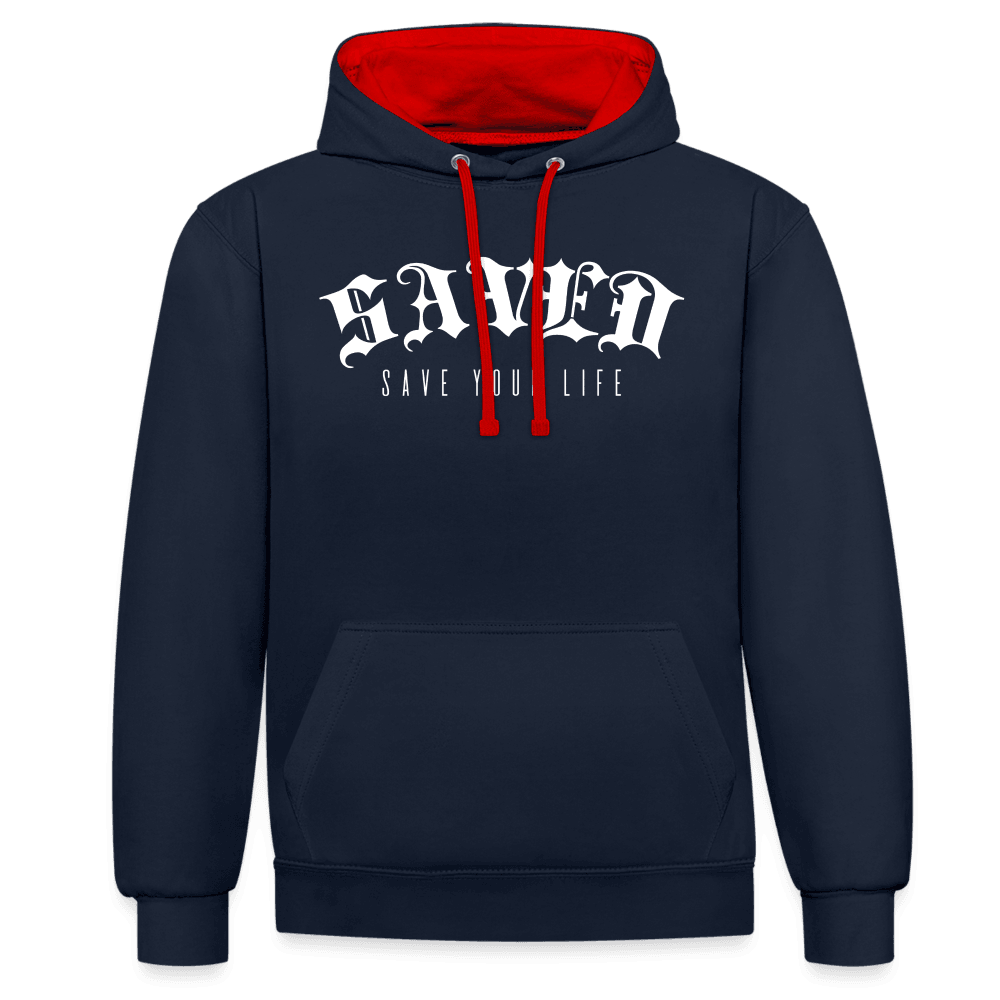 Contrast Colour Hoodie 01 - navy/red