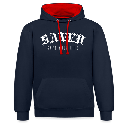 Contrast Colour Hoodie 01 - navy/red