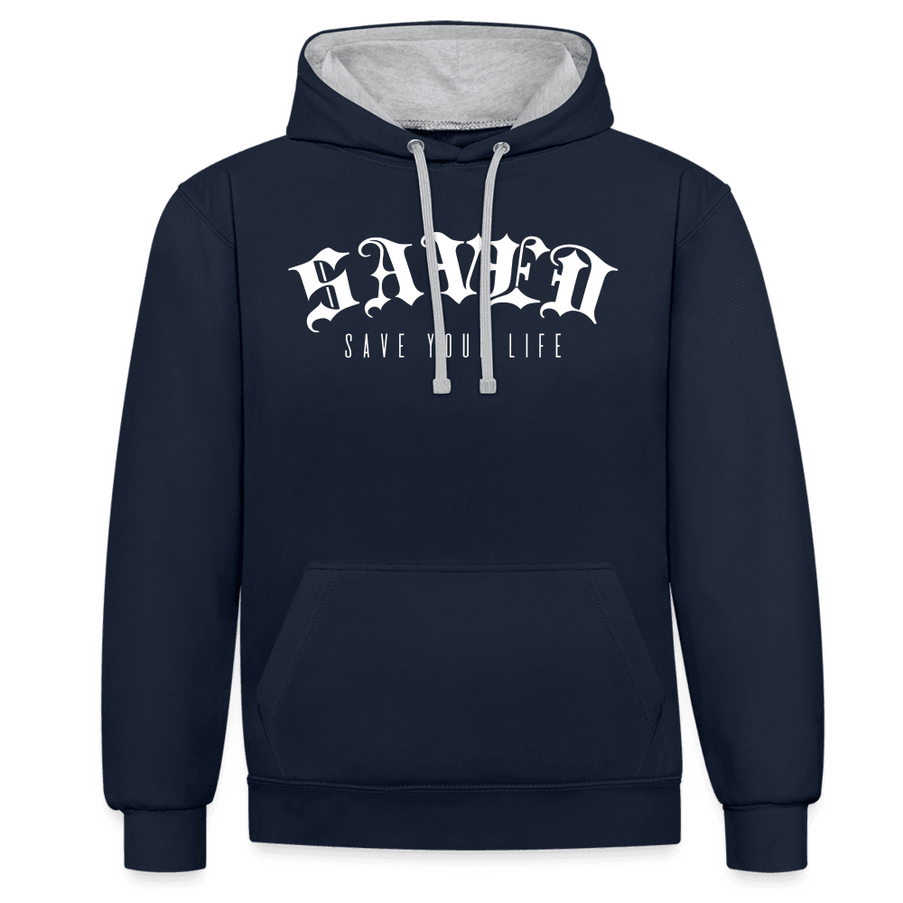 Contrast Colour Hoodie 01 - navy/heather grey