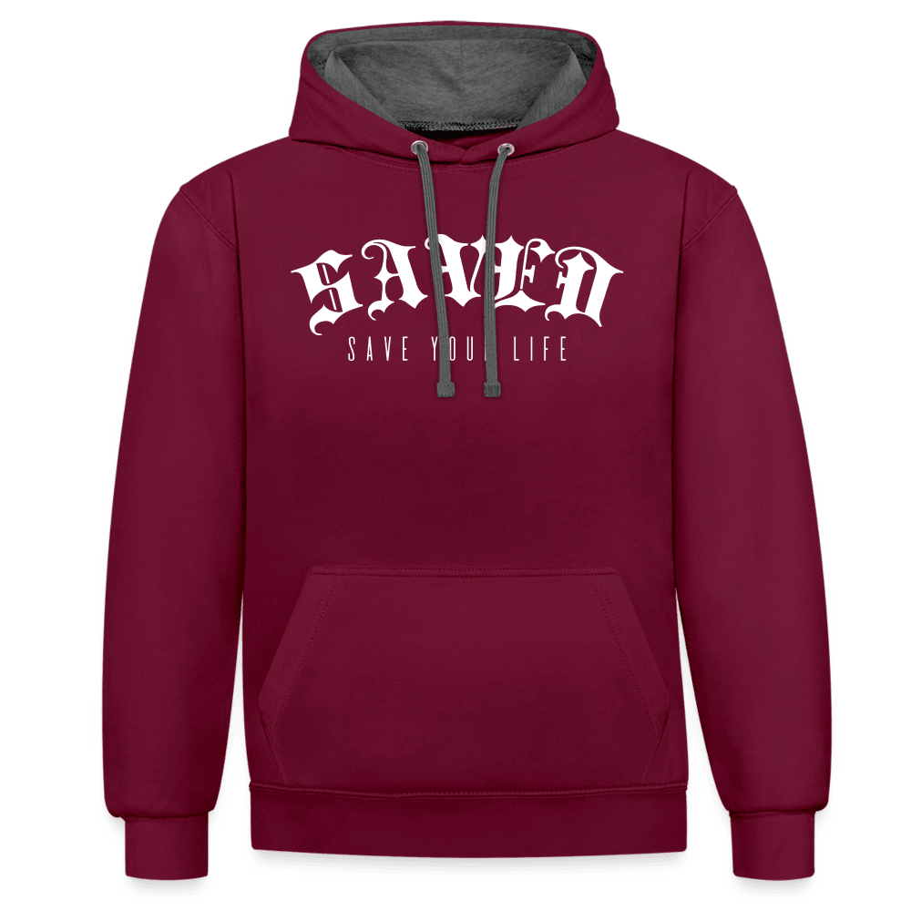 Contrast Colour Hoodie 01 - burgundy/charcoal