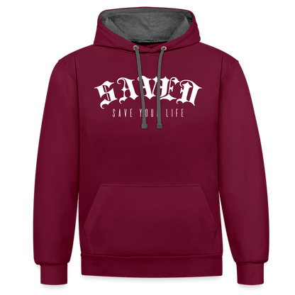 Contrast Colour Hoodie 01 - burgundy/charcoal