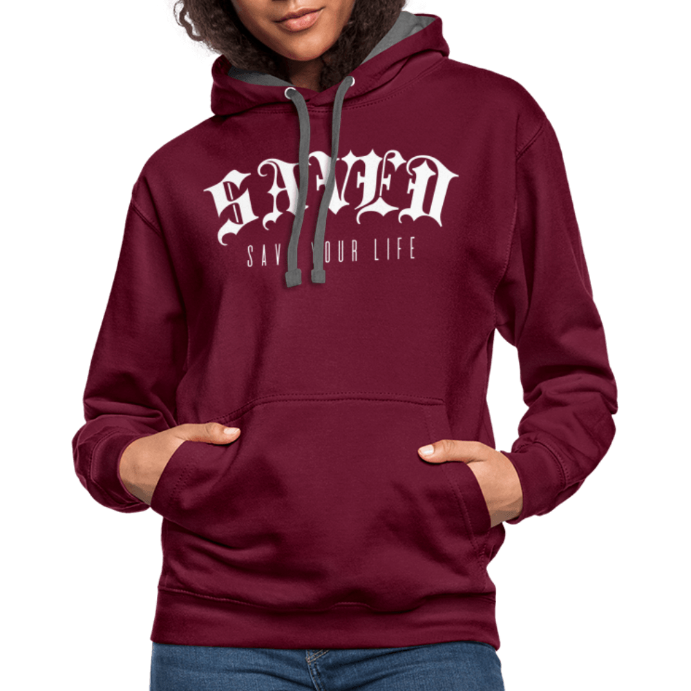 Contrast Colour Hoodie 01 - burgundy/charcoal