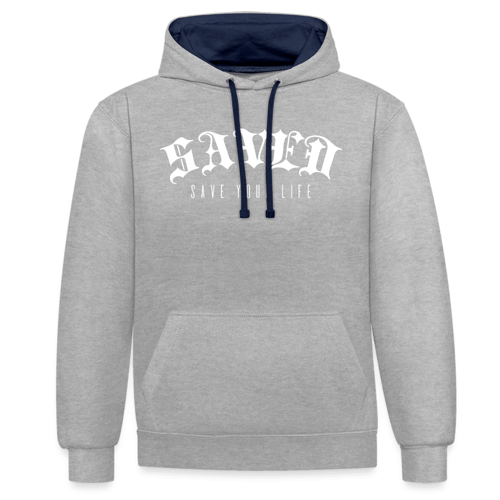 Contrast Colour Hoodie 01 - heather grey/navy