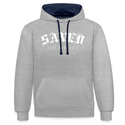 Contrast Colour Hoodie 01 - heather grey/navy