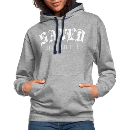 Contrast Colour Hoodie 01 - heather grey/navy