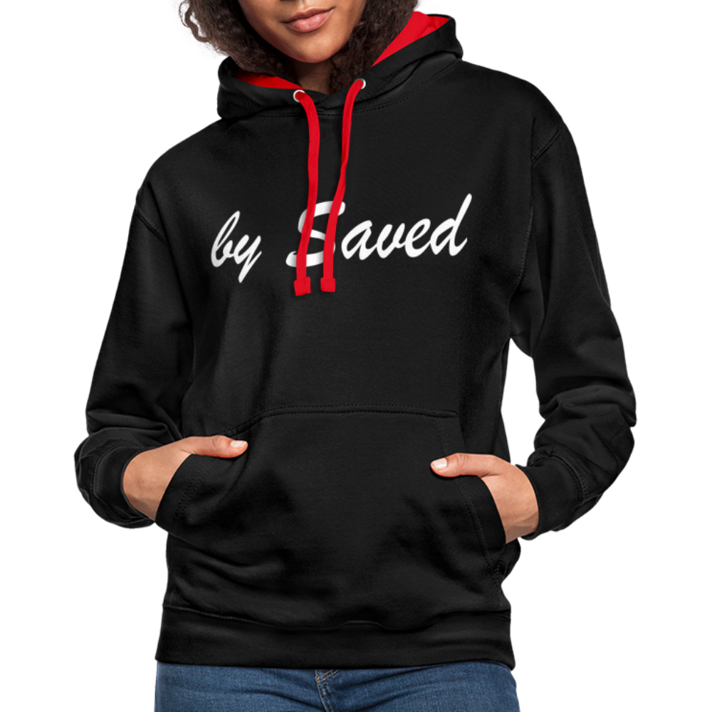 Contrast Colour Hoodie - black/red