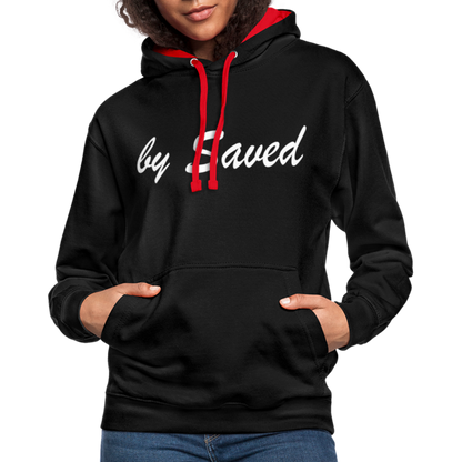 Contrast Colour Hoodie - black/red