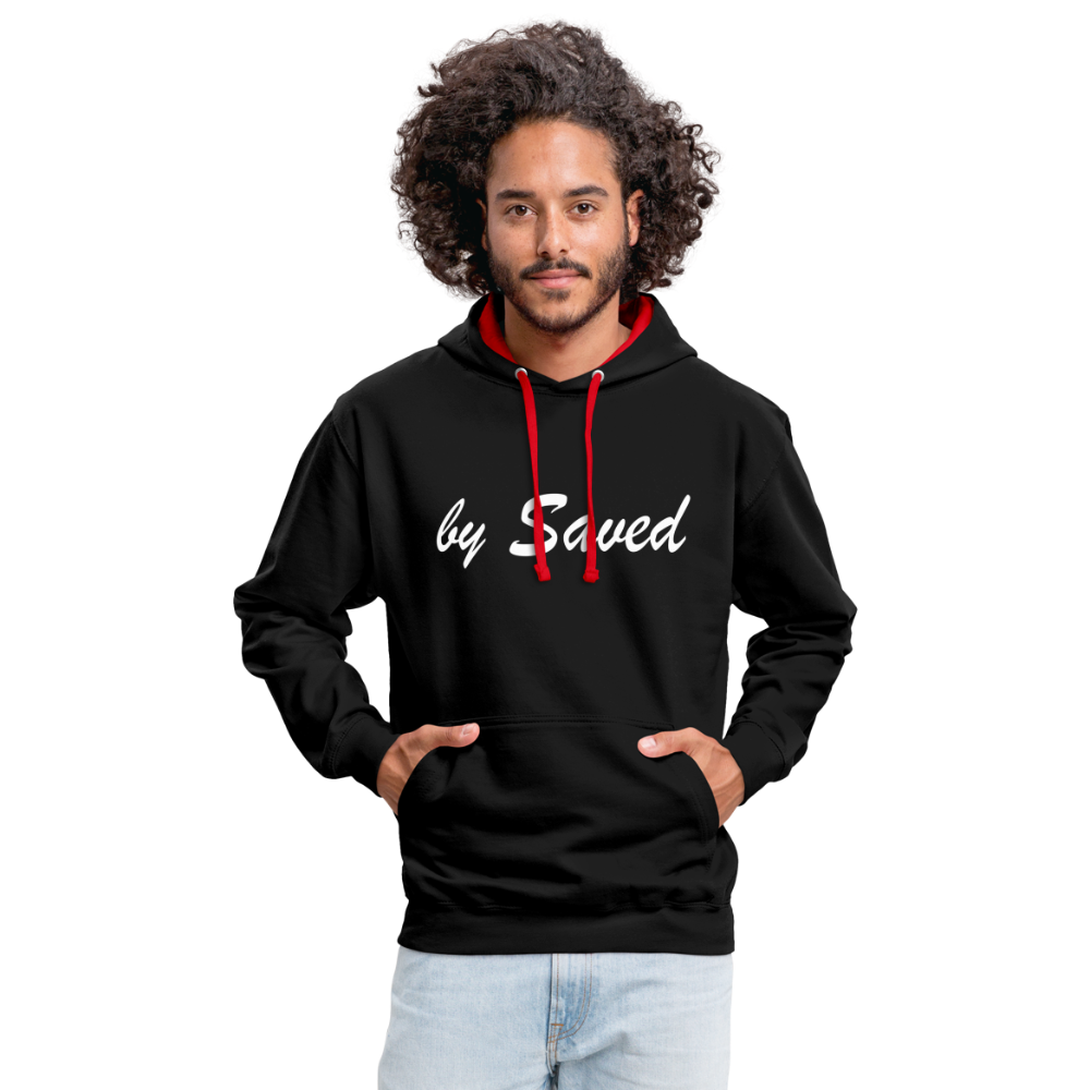 Contrast Colour Hoodie - black/red