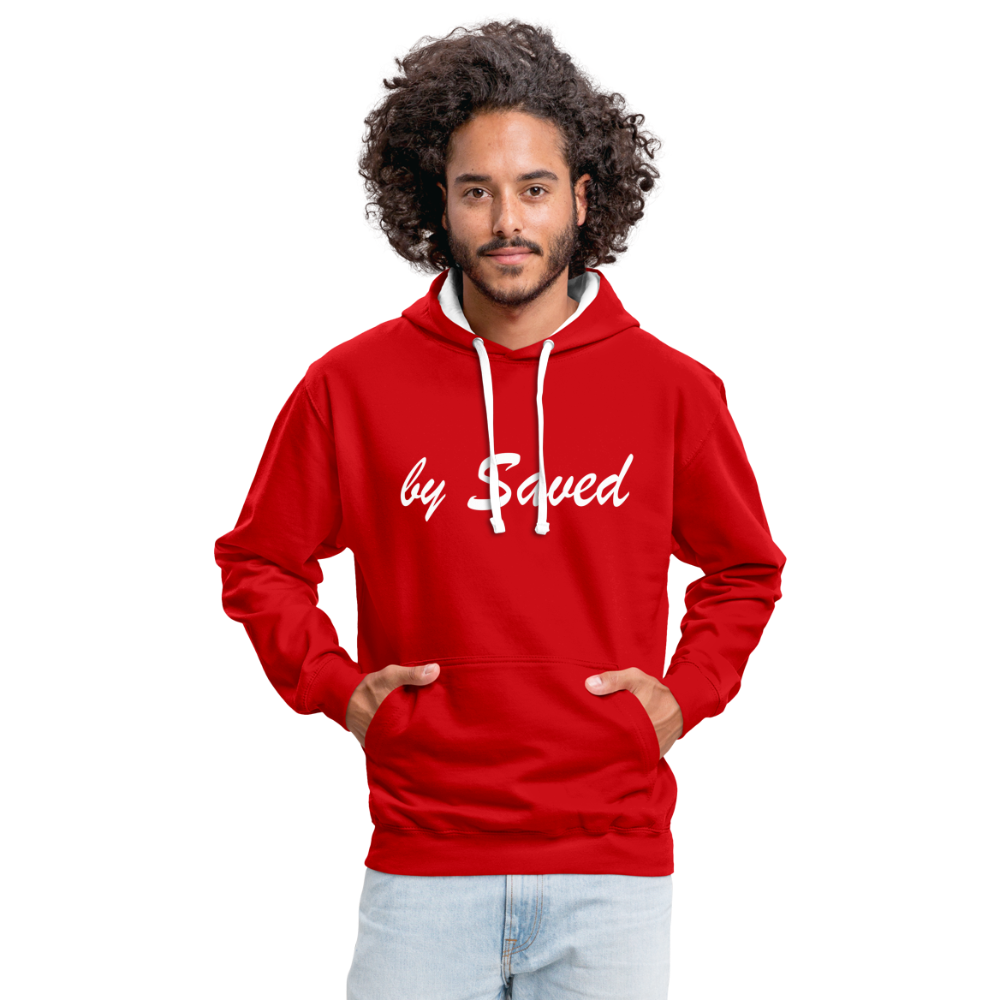 Contrast Colour Hoodie - red/white