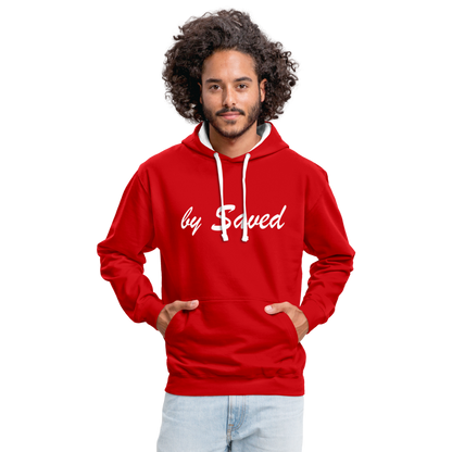 Contrast Colour Hoodie - red/white