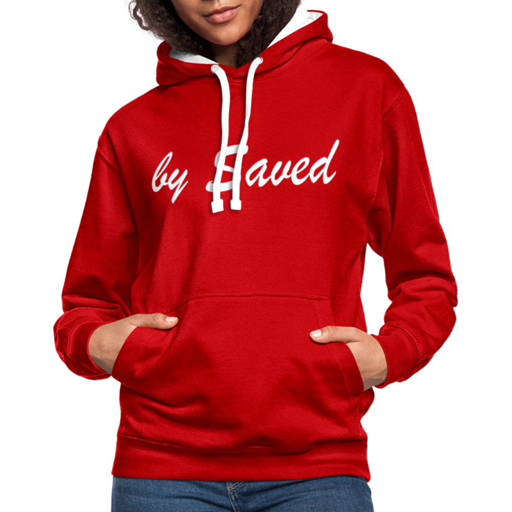 Contrast Colour Hoodie - red/white