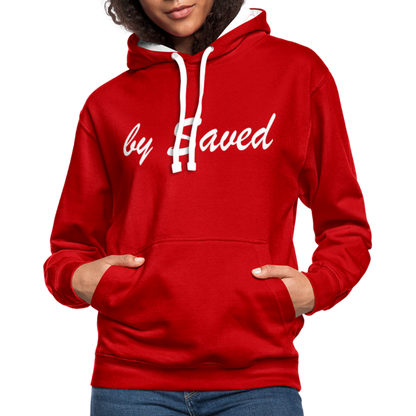 Contrast Colour Hoodie - red/white