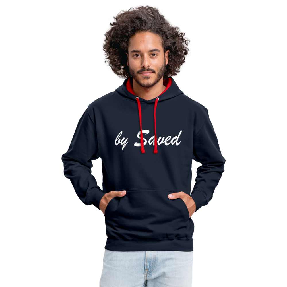 Contrast Colour Hoodie - navy/red