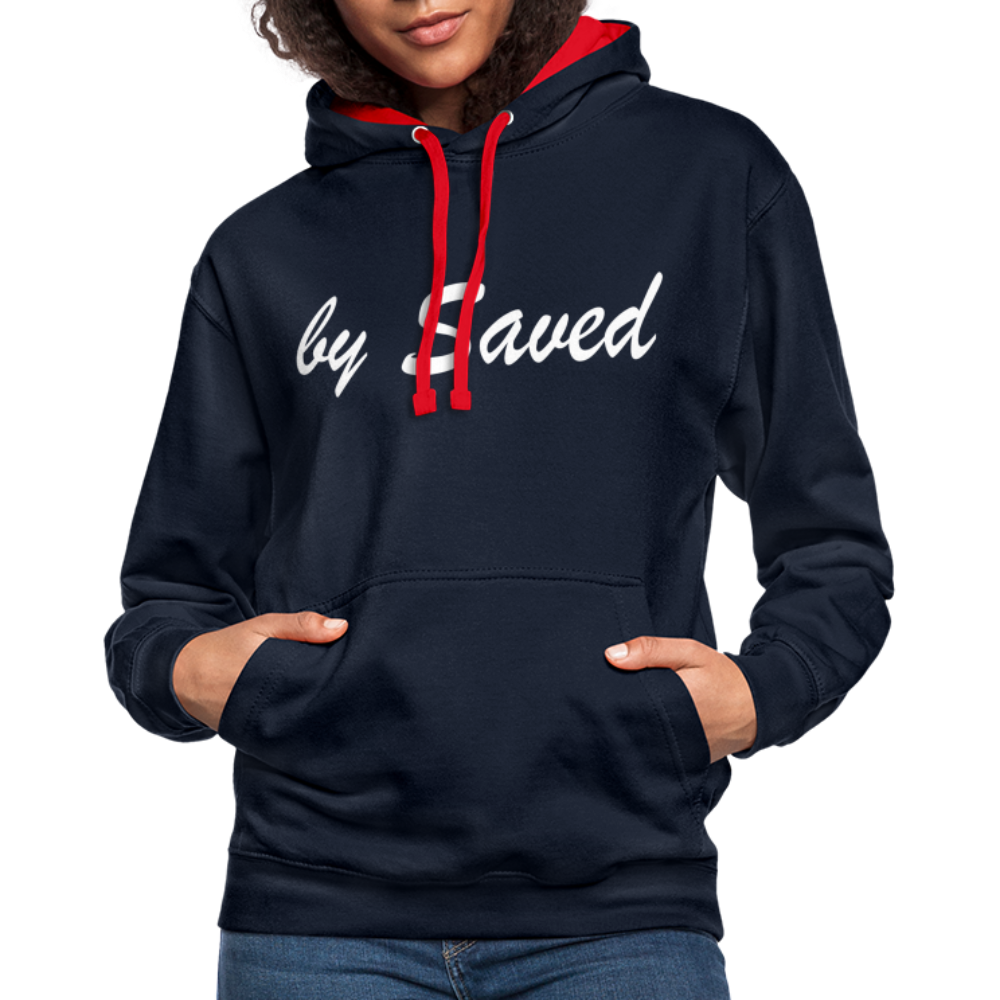 Contrast Colour Hoodie - navy/red