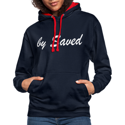 Contrast Colour Hoodie - navy/red