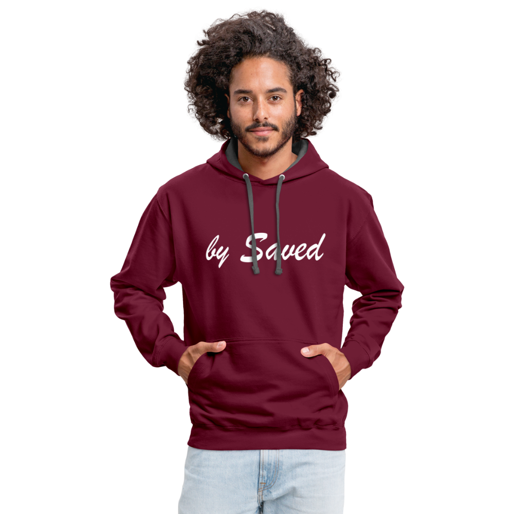 Contrast Colour Hoodie - burgundy/charcoal