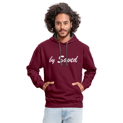 Contrast Colour Hoodie - burgundy/charcoal