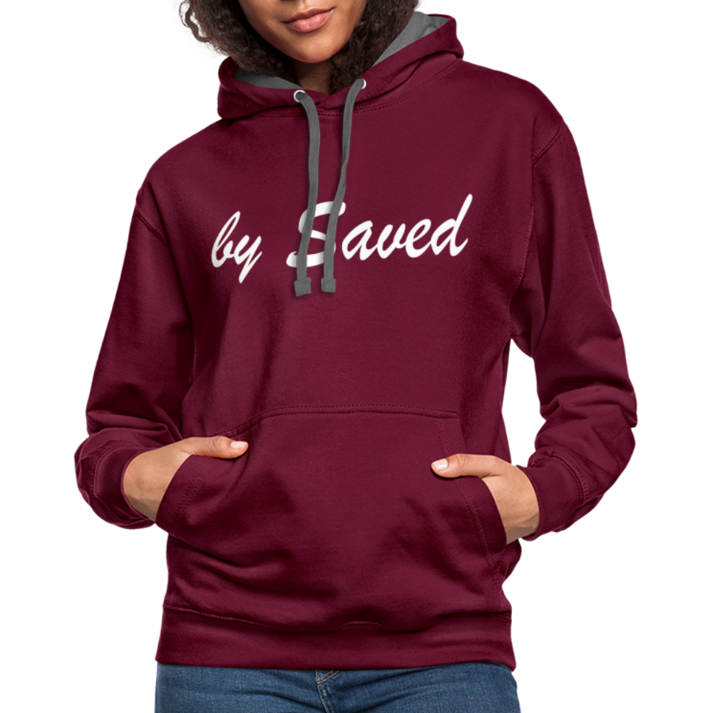 Contrast Colour Hoodie - burgundy/charcoal