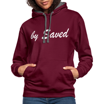 Contrast Colour Hoodie - burgundy/charcoal